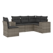 Afuera Living Contemporary Synthetic Poly Rattan 5 Piece  Sofa Set in Gray