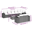 Afuera Living Contemporary Synthetic Poly Rattan 9 Piece Sofa Set in Black/Cream