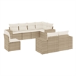 Afuera Living Contemporary 8 Piece Poly Rattan Large Sofa Set in Beige