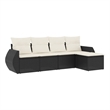 Afuera Living Contemporary 5 Piece Poly Rattan Sofa Set in Black/Cream