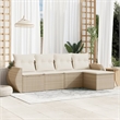 Afuera Living Contemporary 5 Piece Poly Rattan Large Sofa Set in Beige