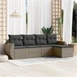 Afuera Living Contemporary 5 Piece Poly Rattan Medium Sofa Set in Gray