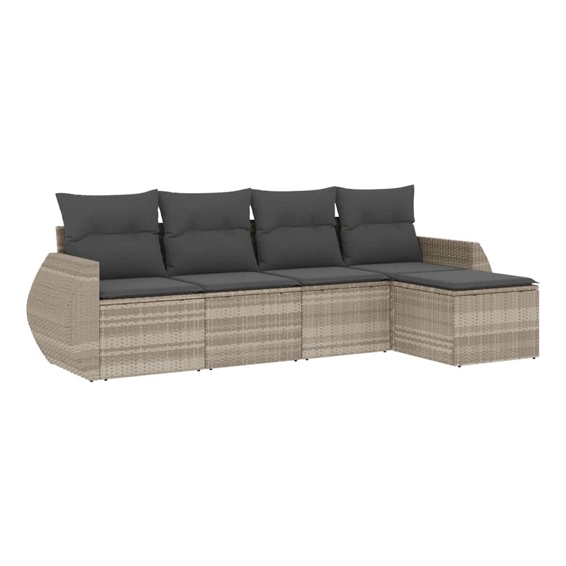 Afuera Living 5 Piece Poly Rattan Sofa Set in Gray/Anthracite