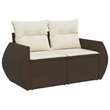 Afuera Living Contemporary 5 Piece Poly Rattan Sofa Set in Brown/Cream