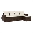 Afuera Living Contemporary 5 Piece Poly Rattan Sofa Set in Brown/Cream