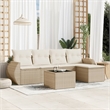 Afuera Living Contemporary Synthetic Poly Rattan 6 Piece Sofa Set in Beige
