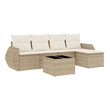 Afuera Living Contemporary Synthetic Poly Rattan 6 Piece Sofa Set in Beige