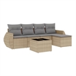 Afuera Living Contemporary 6 Piece Poly Rattan Sofa Set in Beige