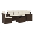 Afuera Living 6 Piece Poly Rattan Small Sofa Set in Brown/Cream