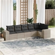 Afuera Living Contemporary 6 Piece Poly Rattan Sofa Set in Gray