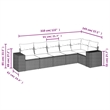 Afuera Living Contemporary 6 Piece Poly Rattan Sofa Set in Gray