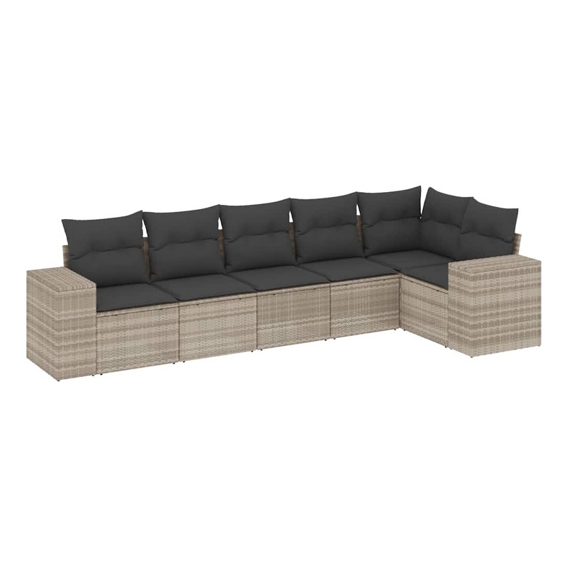 Afuera Living Contemporary 6 Piece Poly Rattan Sofa Set in Gray
