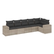 Afuera Living Contemporary 6 Piece Poly Rattan Sofa Set in Gray