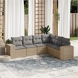 Afuera Living Contemporary 6 Piece Poly Rattan Sofa Set in Gray/Beige