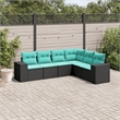 Afuera Living 6 Piece Poly Rattan Patio Sofa Set in Black/Blue