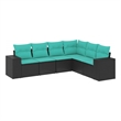 Afuera Living 6 Piece Poly Rattan Patio Sofa Set in Black/Blue