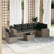 Afuera Living Contemporary Synthetic Poly Rattan 7 Piece Sofa Set in Gray