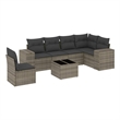 Afuera Living Contemporary Synthetic Poly Rattan 7 Piece Sofa Set in Gray