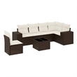 Afuera Living Contemporary 7 Piece Poly Rattan Sofa Set in Brown