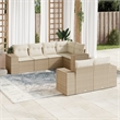 Afuera Living Contemporary 7 Piece Poly Rattan Sofa Set in Beige