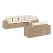 Afuera Living Contemporary 7 Piece Poly Rattan Sofa Set in Beige