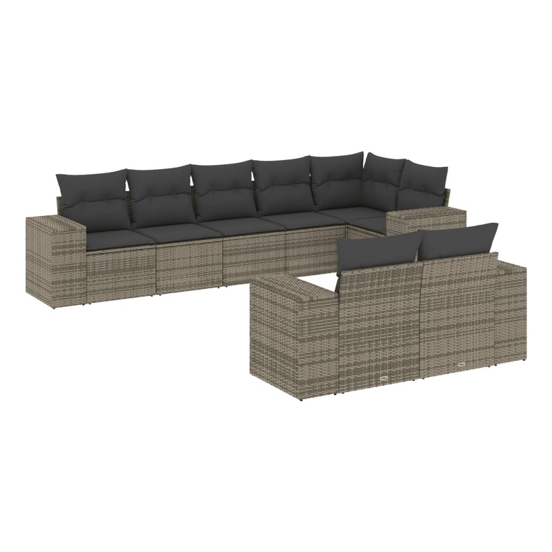 Afuera Living Contemporary 8 Piece Poly Rattan Sofa Set in Gray