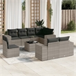 Afuera Living Contemporary Synthetic Poly Rattan 9 Piece Sofa Set in Gray