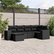 Afuera Living Contemporary 6 Piece Poly Rattan Sofa Set in Black