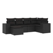 Afuera Living Contemporary 6 Piece Poly Rattan Sofa Set in Black