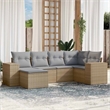 Afuera Living Contemporary Synthetic Poly Rattan 6 Piece Sofa Set in Gray/Beige
