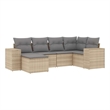 Afuera Living Contemporary Synthetic Poly Rattan 6 Piece Sofa Set in Gray/Beige