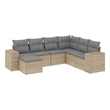 Afuera Living Contemporary 7 Piece Poly Rattan Sofa Set in Gray/Beige