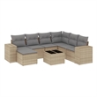Afuera Living Contemporary Synthetic Poly Rattan 8 Piece  Sofa Set in Beige