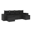 Afuera Living Contemporary 6 Piece Poly Rattan Sofa Set in Black