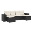 Afuera Living Contemporary 6 Piece Poly Rattan Sofa Set in Black