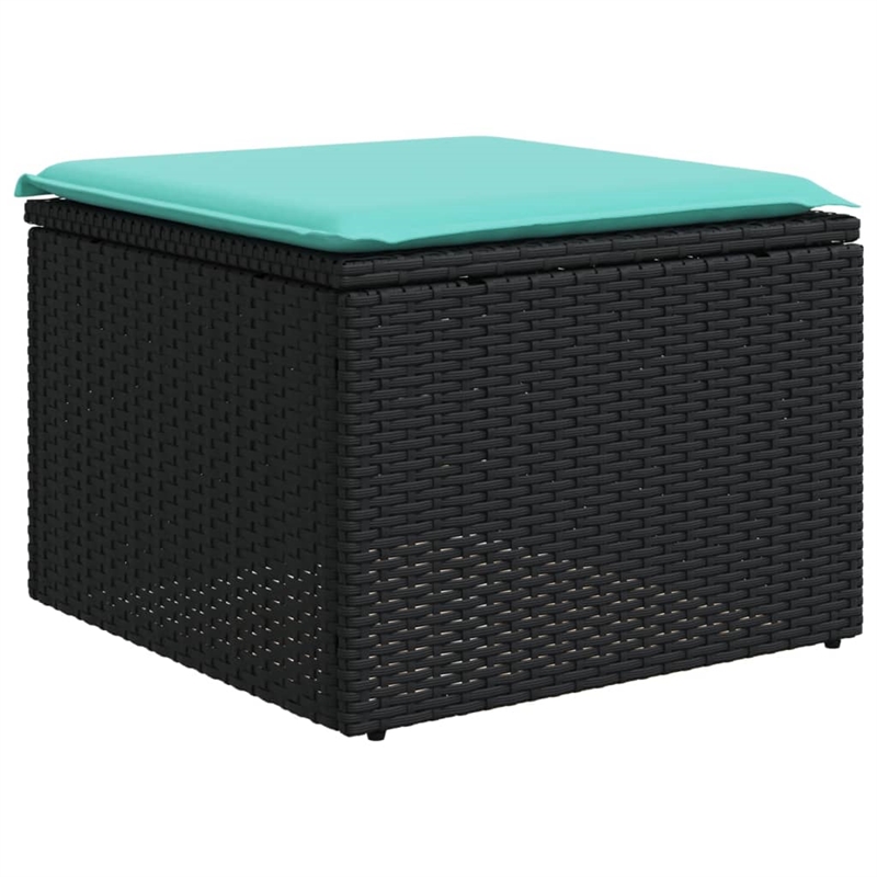 Afuera Living 6 Piece Poly Rattan Patio Sofa Set in Black/Blue