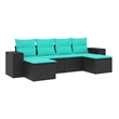 Afuera Living 6 Piece Poly Rattan Patio Sofa Set in Black/Blue