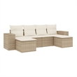 Afuera Living Contemporary 6 Piece Poly Rattan Sofa Set in Beige