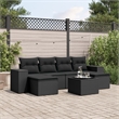 Afuera Living Contemporary 7 Piece Poly Rattan Sofa Set in Black
