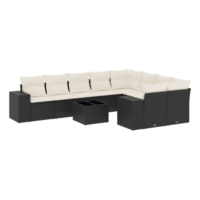 Afuera Living Contemporary 10 Piece Poly Rattan Large Sofa Set in Black
