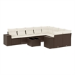 Afuera Living Contemporary 10 Piece Poly Rattan Sofa Set in Brown/Cream