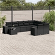 Afuera Living Contemporary 10 Piece Poly Rattan Sofa Set in Black