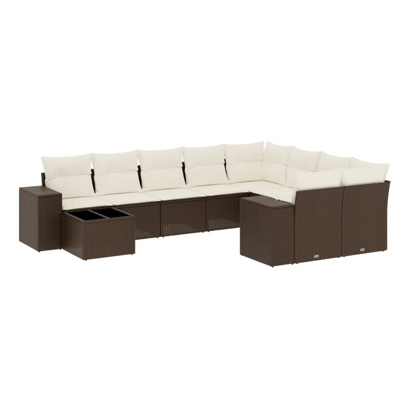 Afuera Living Contemporary 10 Piece Poly Rattan Large Sofa Set in Brown