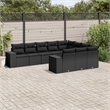 Afuera Living Contemporary 10 Piece Poly Rattan Sofa Set in Black