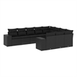 Afuera Living Contemporary 10 Piece Poly Rattan Sofa Set in Black