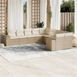 Afuera Living Contemporary 10 Piece Poly Rattan Sofa Set in Cream/Beige
