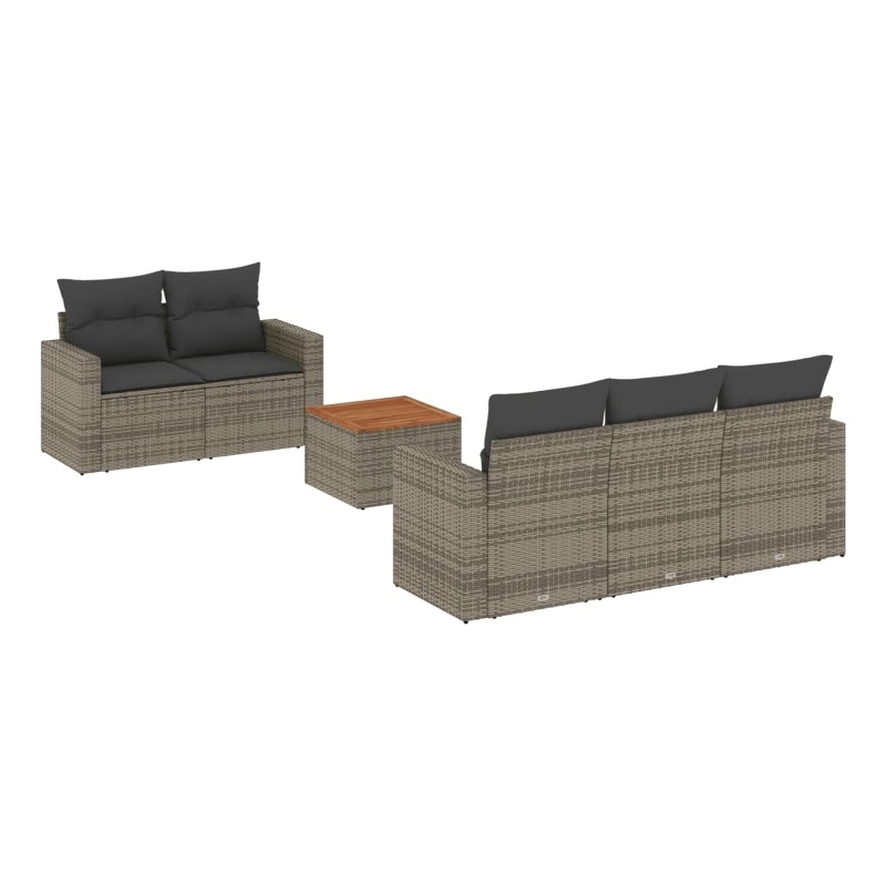 Afuera Living Contemporary 6 Piece Poly Rattan Sofa Set in Gray