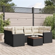 Afuera Living Contemporary 7 Piece Poly Rattan Sofa Set in Black/Cream