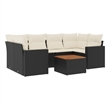 Afuera Living Contemporary 7 Piece Poly Rattan Sofa Set in Black/Cream