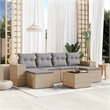 Afuera Living Contemporary 7 Piece Poly Rattan Sofa Set in Gray/Beige